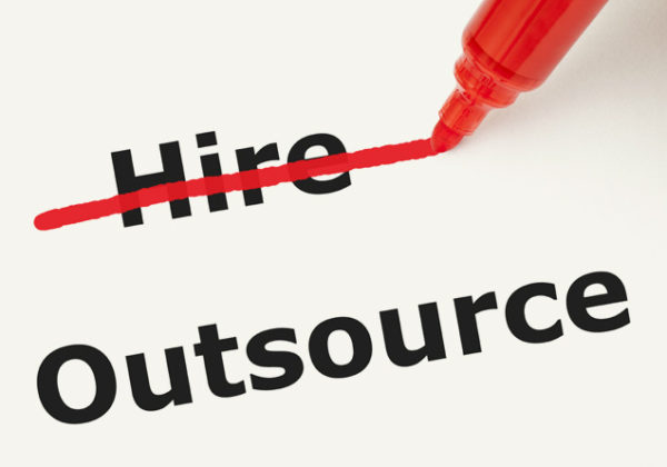 hire strikethrough outsource written in market