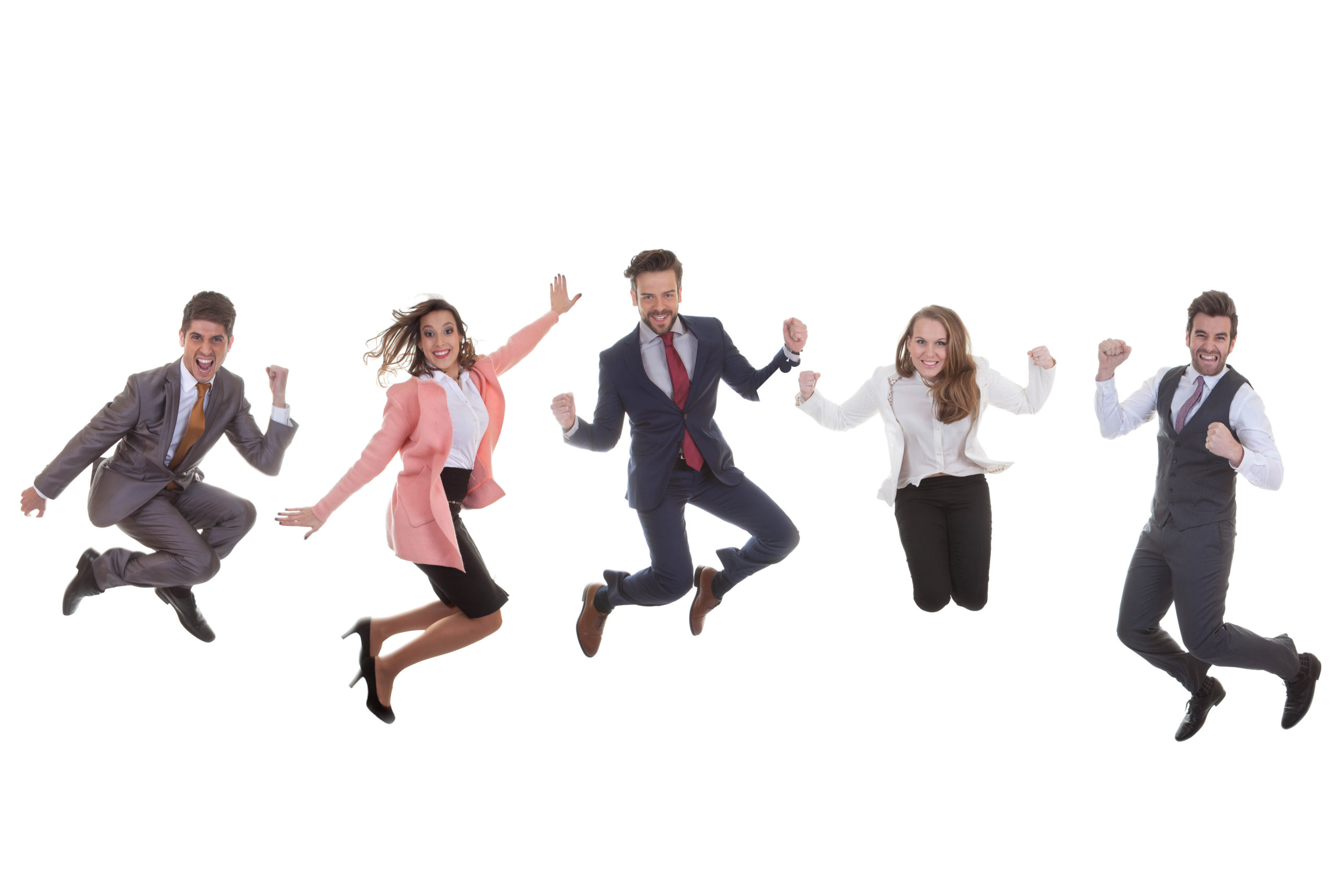 business people jumping together