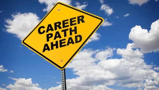 career path ahead road sign